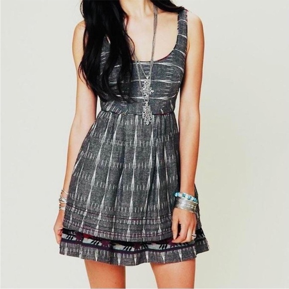 Free People New Romantics • Grey Ikat Weathervane Mini Dress - Picture 12 of 13
